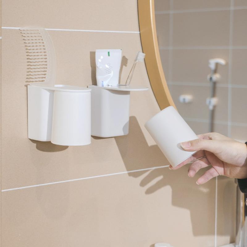 Magnetic Mouthwash Cup, Brush Cup, Wall Mounted Household Simple Wash Cup Set, Toothbrush Storage Box, Couple Toothbrush Cup