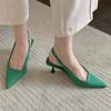 Summer New Brand Women 6 .5cm High Heels Slingback Sandals Mules Green Blue Stiletto Heels Lady Rose Red Party Pumps Shoes