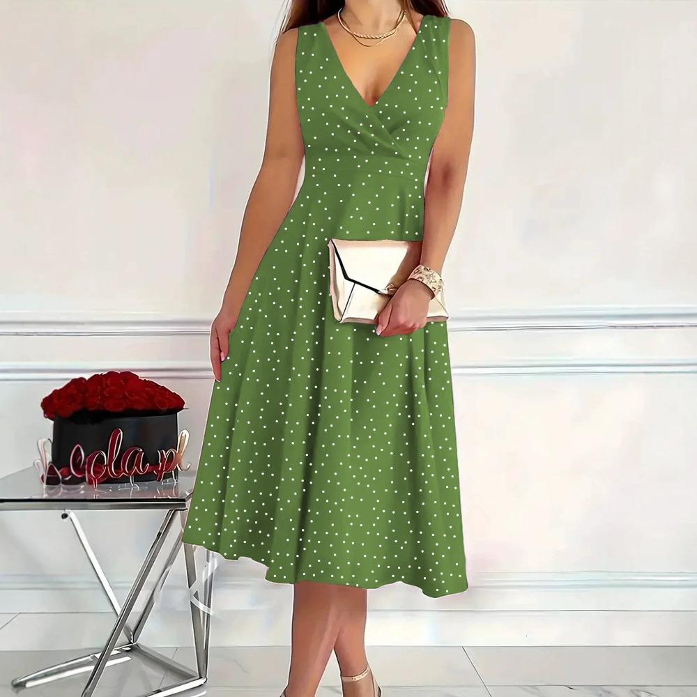 Ladies Elegant Dot Print Bandage Summer Dress Sexy Halter Backless Sleeveless Long Dress Female Beach Holiday Party Dress 2026