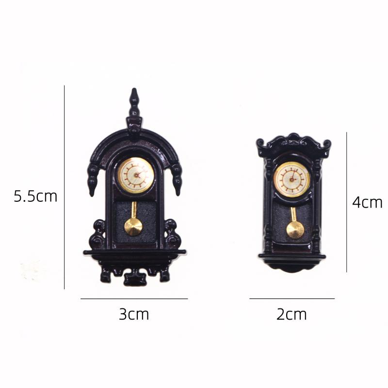 1/12 Dollhouse Vintage Simulation Wall Clock Model Doll Home Clock Living Room Decor Toy Dolls House Micro Scene Accessories