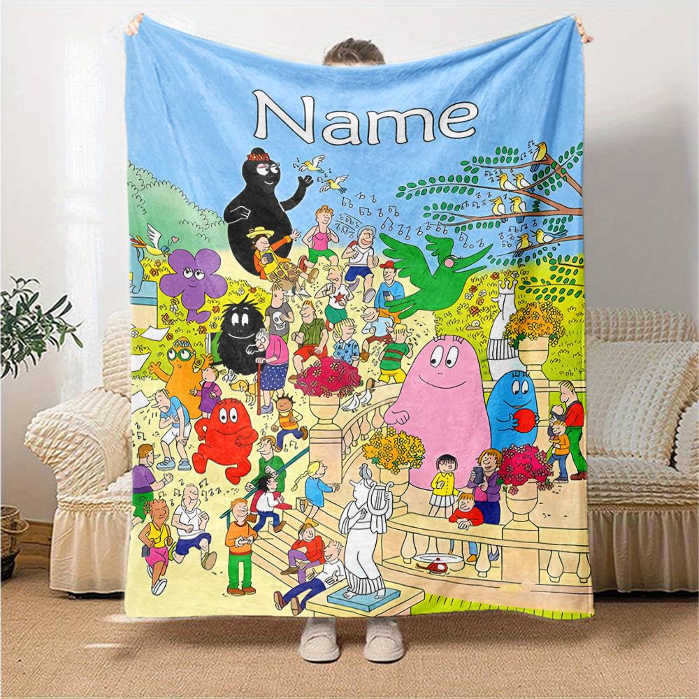Customiz Name Personality Barbapapa (2) Blanket Soft &Warm Sofa Office Bed Travel Lunch Break Blanket, Gift Suitable for All Seasons