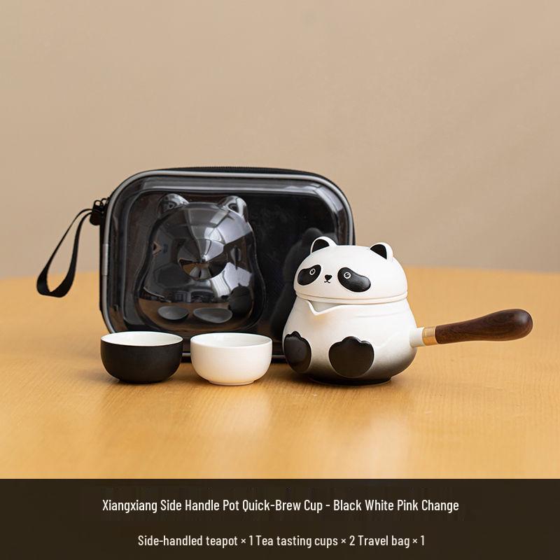 Panda Companion Ceramic Travel Tea Set for Outdoor Camping