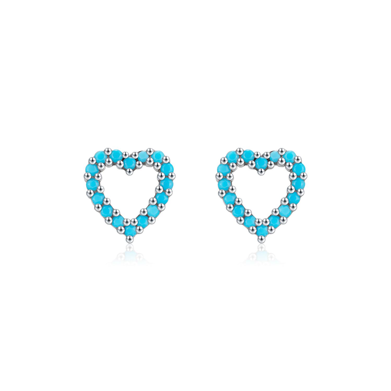 Простые Изысканные Романтичные Серьги-Гвоздики из Стерлингового Серебра 925 Пробы с Бирюзовыми Сердцами Для Женщин Подарки на День Рождения Украшения