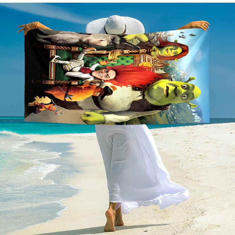 1pc Shrek1 Beach Towel, Comfortable and Thick, and Swimming/Bath/Picnic/Camping Towel, Suitable for Seaside Beaches