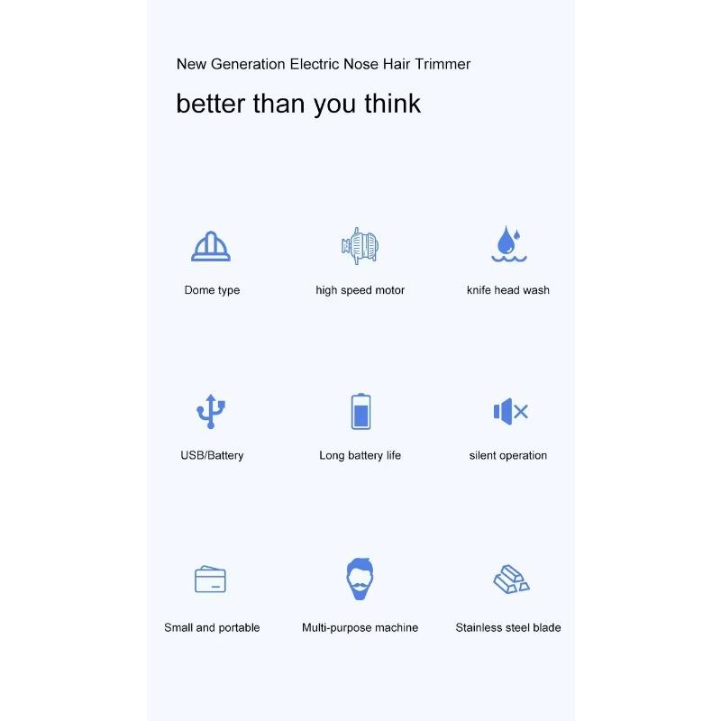 1 Set Electric Nose Hair Clipper Rechargeable Multi-kinetic Shaving Two-in-one Unisex Fully Automatic Washable Shaving Nose Trimmer