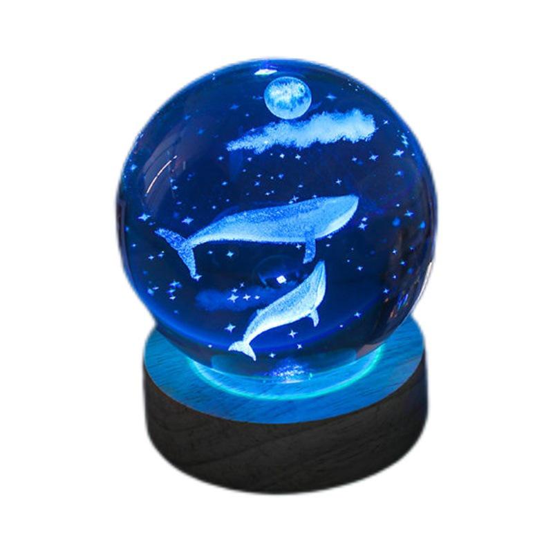 Laser-Engraved Luminous Jellyfish Crystal Night Light - Perfect Birthday Gift for Girls and Best Friends