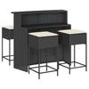 5 Piece Outdoor Bar Set with Cushions Black Poly Rattan