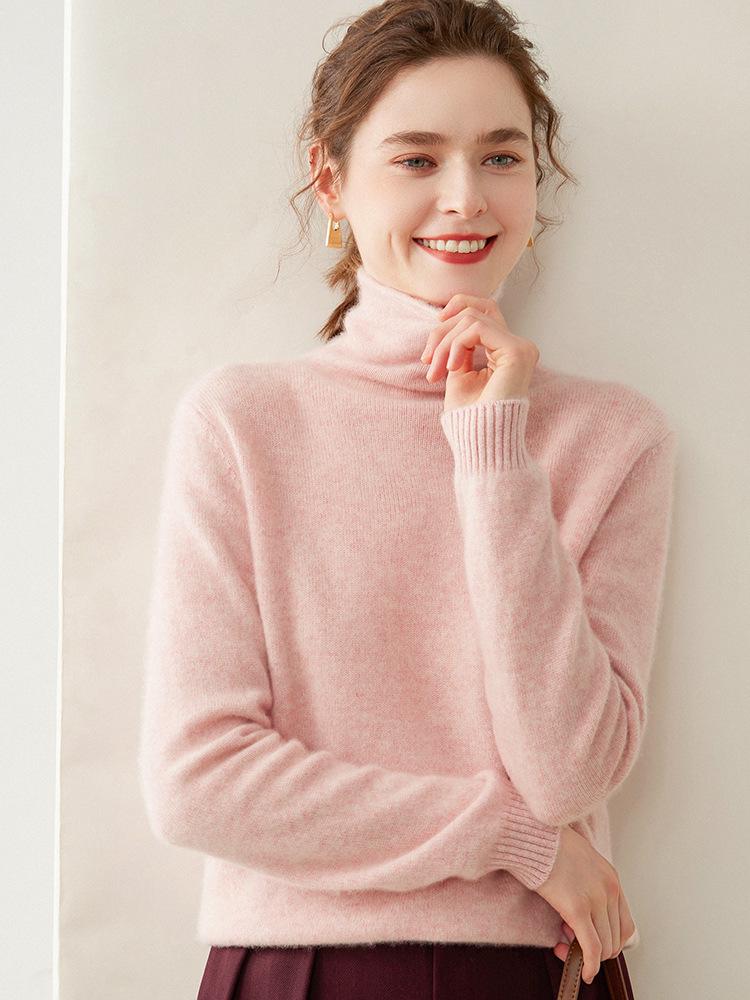 Cashmere Stack Collar Sweater: 2025 Autumn/Winter Women's Loose Slimming Korean Style Pullover Base Layer.