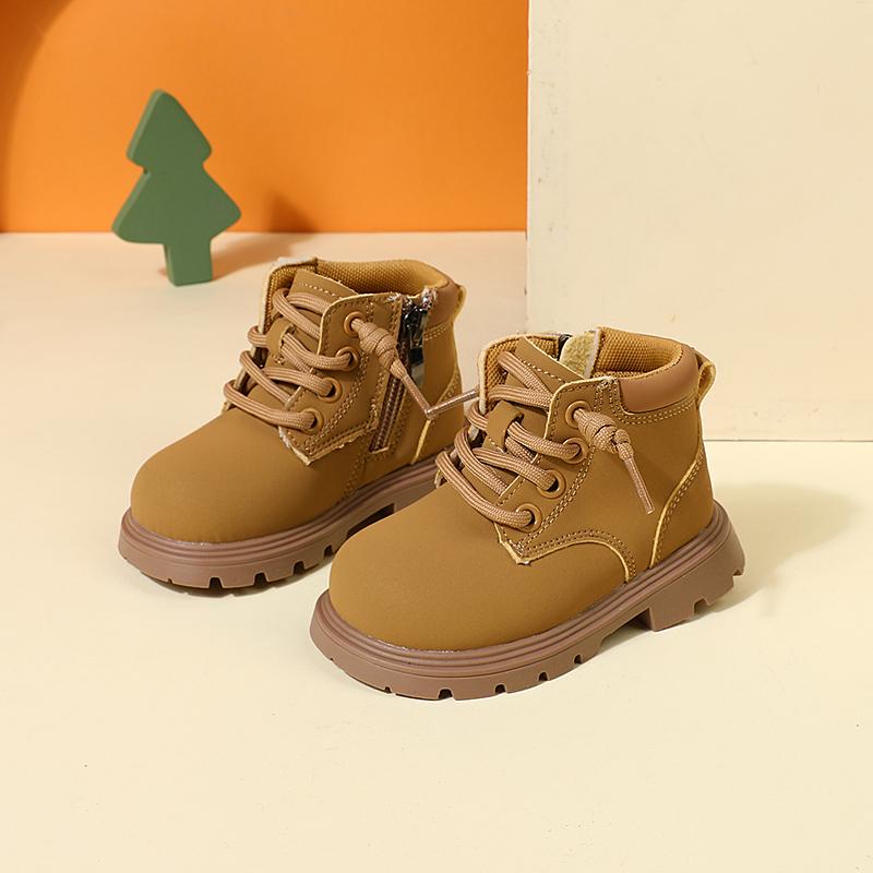 

Autumn Children Boots Leather Toddler Boys Ankle Boots Soft Sole Non-slip Little Girls Boots EU 15-25 26 коричневий