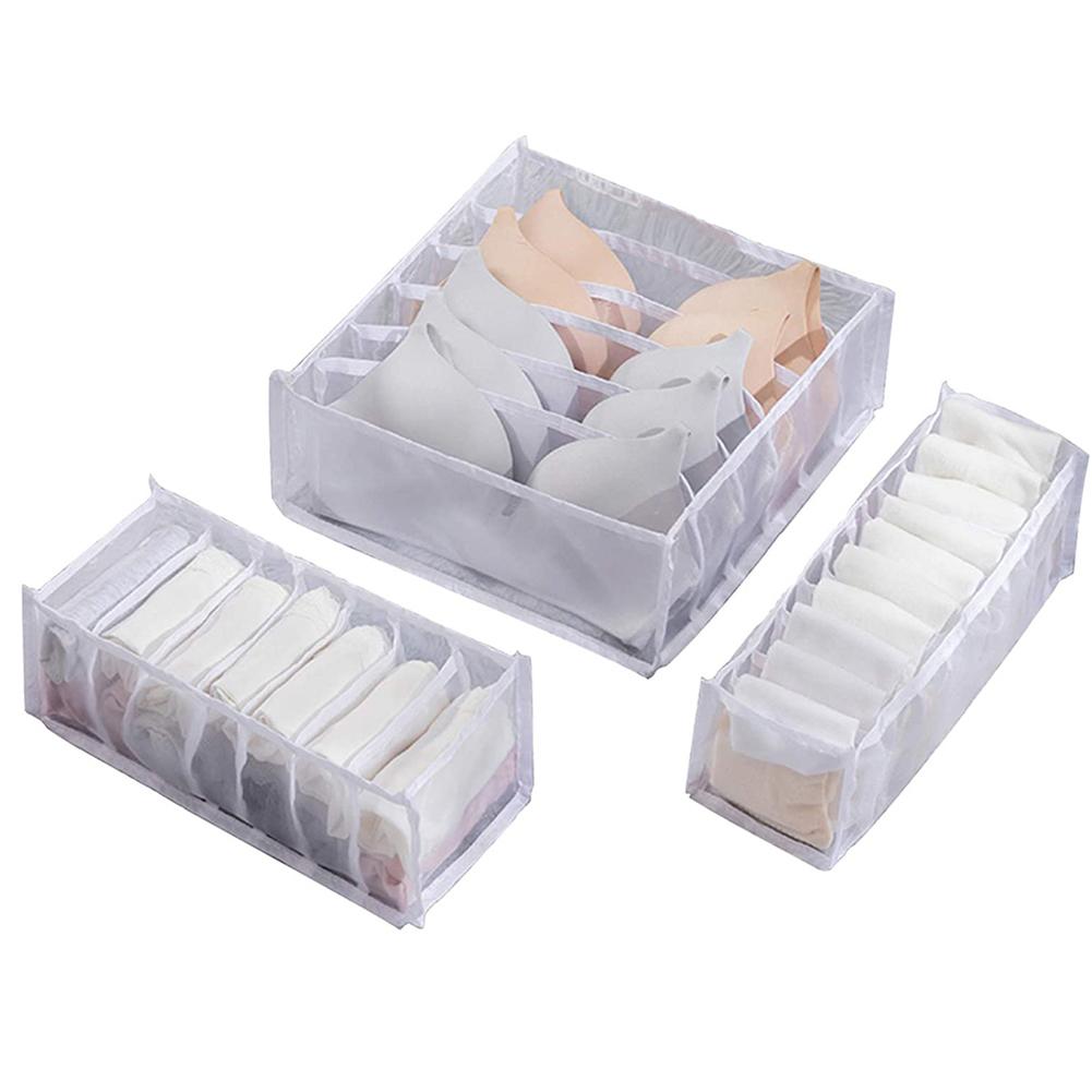 3 piece Storage Box Washable Foldable Household Drawer Underwear Compartmentalization Box