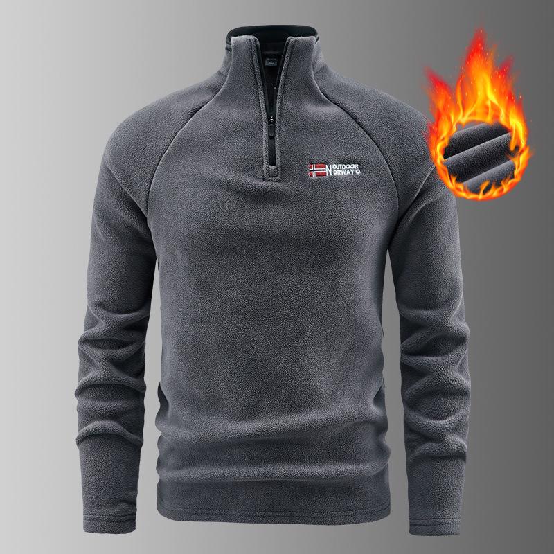 Polar Fleece Pullover: European & American Winter Sweatshirt, Elastic Casual Sports Top with Velvet Base Layer