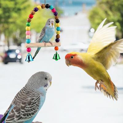 6 piezas de juguetes para pájaros y loros, juguete de columpio para pájaros, hamaca colgante colorida para masticar, columpio, campana Simple pequeña