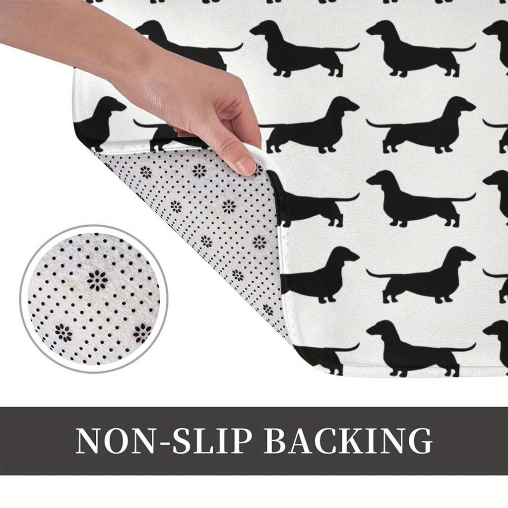 Dachshund Outline Non-slip Doormat, Machine Washable Polyester Rug, Great for Home Decoration Suitable for Bathroom Decoration