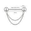 Right Grand ASTM F136 Titanium Threadless Push Pin Nipple Shield Ring with Double Chain Dangle 14G Barbell Piercing Jewelry