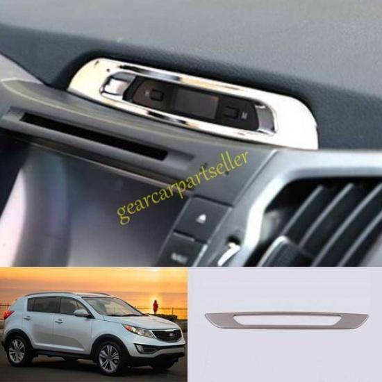 For Kia Sportage R 11-2016 Silver Steel Center Console Clock Display Frame 1pc