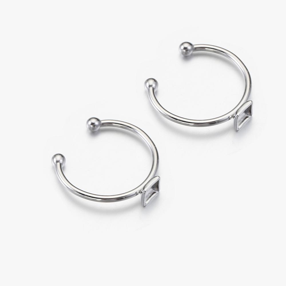 

10pcs Adjustable Stainless Steel Open Ring Settings Blank Base Bezel Cabochons Rings For Jewelry Making DIY Finger Ring Blank