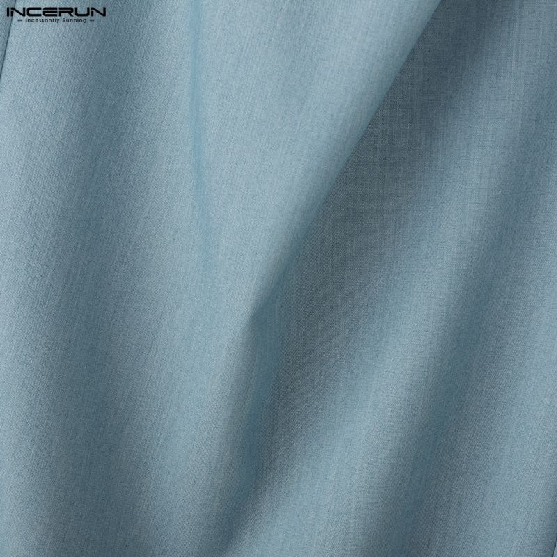 INCERUN Pánské ležérní šněrovací kalhoty s dlouhými širokými nohavicemi a obmotáváním v pase