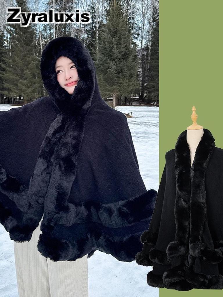 Women's Oversized Wool Shawl Wrap with Sleeves Ethnic Capelet with Kimono Cardigan