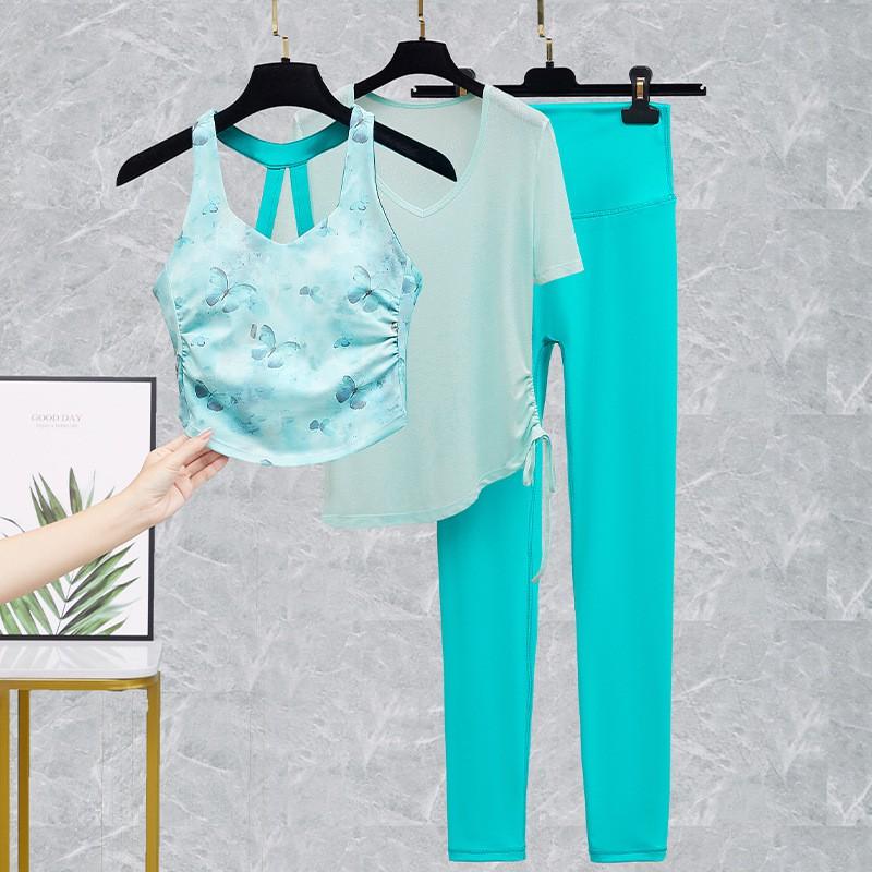 Women Dance Outfit Backless Crop Top High Waist Leggings 2Pcs Set Stage Performance