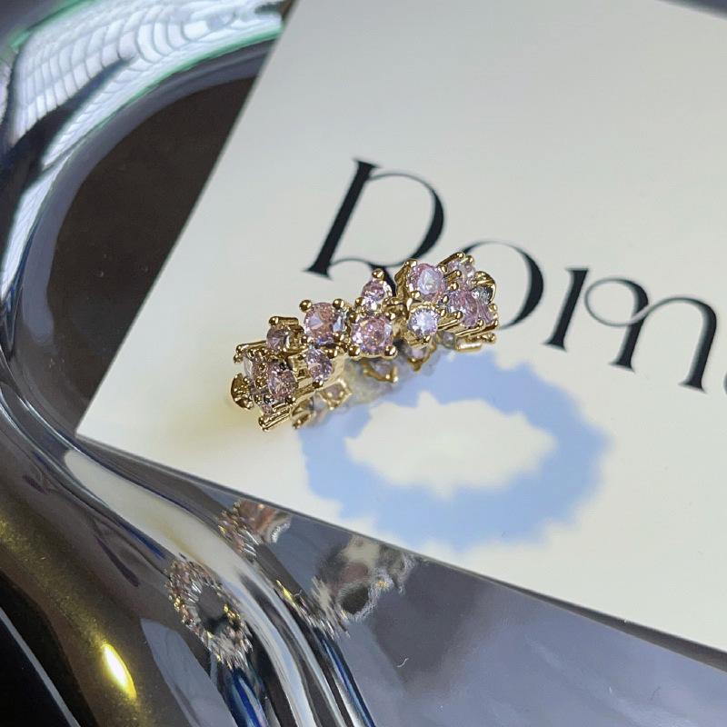 Elegant Pink Zircon Butterfly Ring - Edgy and Sweet Style for Women, High-End Versatile Design, Perfect for Index Finger.
