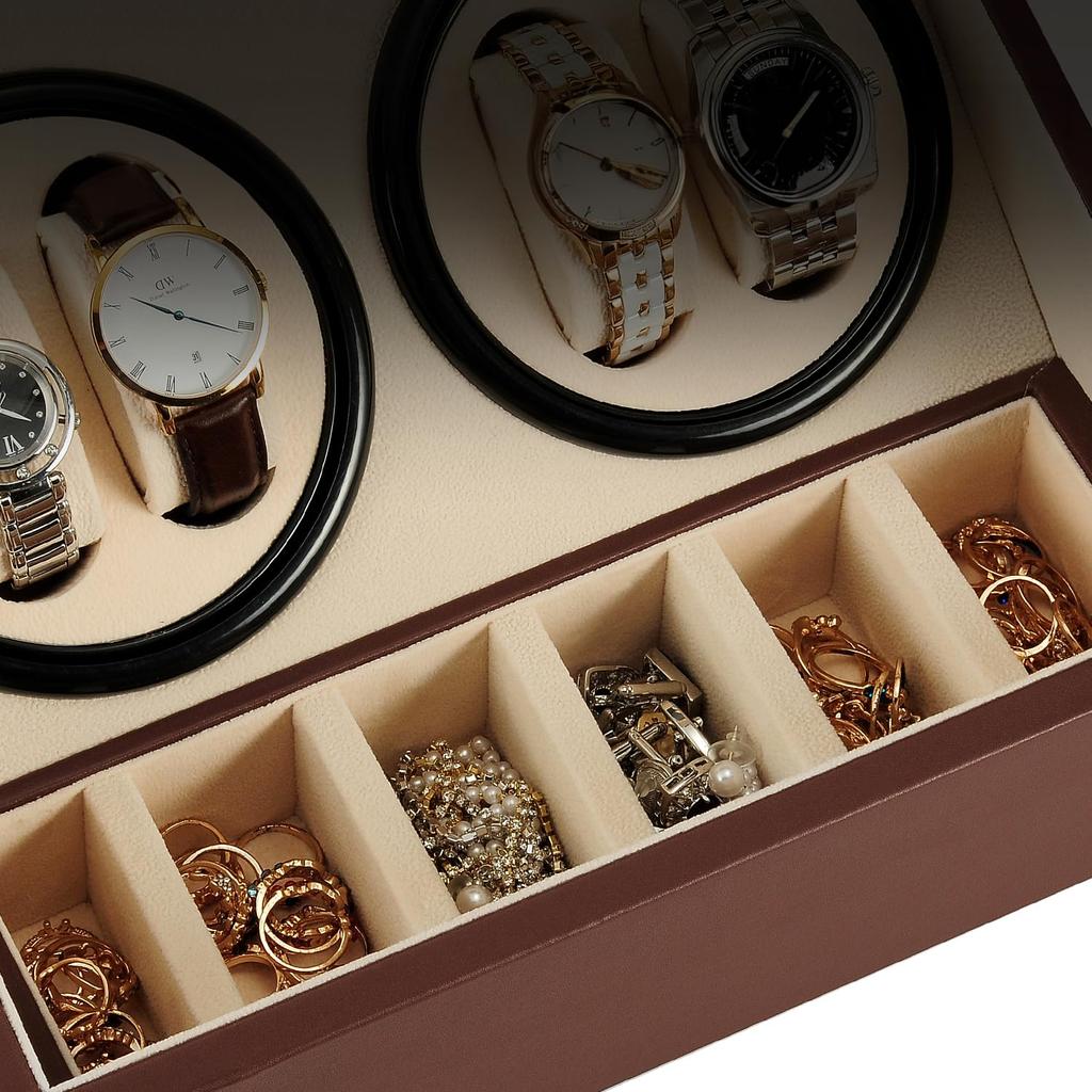 Watch Winder Capacity Automatic Made In Japan with Mabuchi Luxury Watch Winder with Storage Compatible with and 2023 Upgrade (4-Watch + 6-Watch