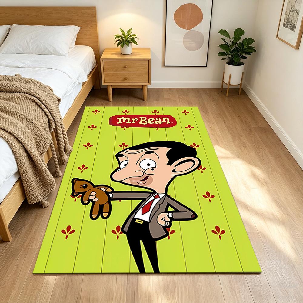 Mr.Bean Expressive Facial Features Cleanable Rug Soft Plush Water-resistant & Washable Corridor & Entryway Bohemian Boho Style Housewarming Gift Idea