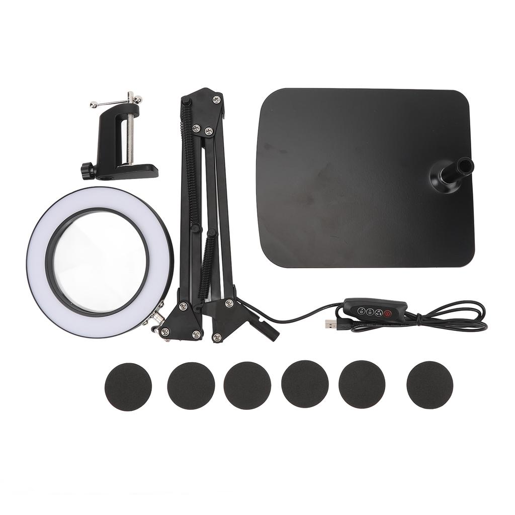 5X Lighted Magnifying Glass Lamp 2 In 1 Magnifying Swing Arm Desk Lamp with Clamp Stand 360 Degree