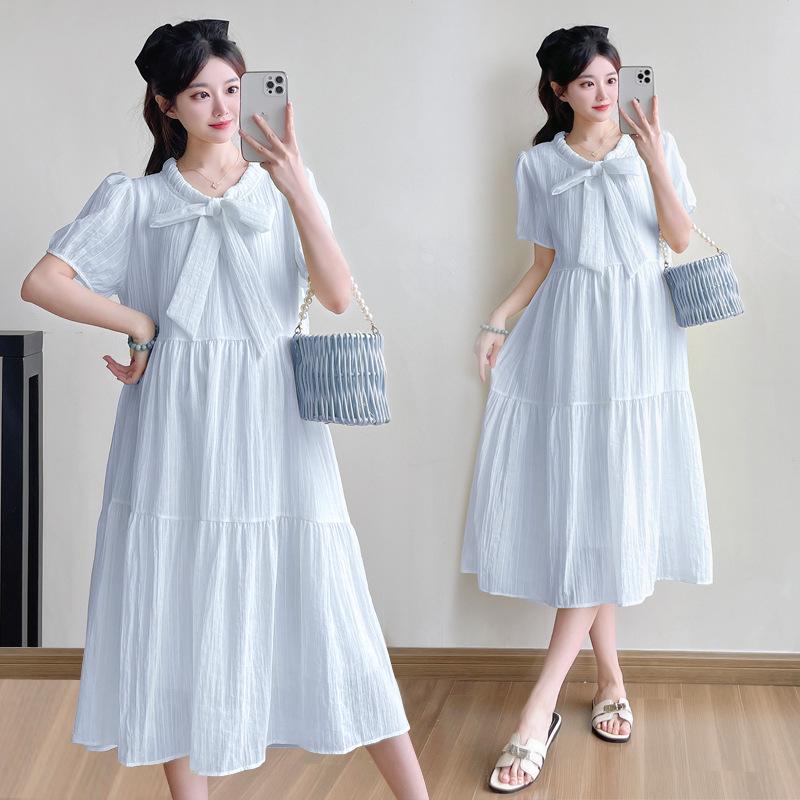 2026 Korean Style Loose Slimming Plus Size Maternity Midi Dress for Summer 2XL