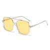 Non-polarized Men's Elegant Semi-Rimless Metal Fashion Sunglasses - Trendy Double Bridge Half Frame Design