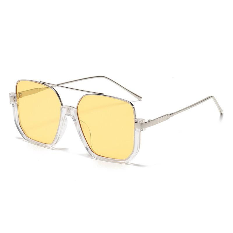 Non-polarized Men's Elegant Semi-Rimless Metal Fashion Sunglasses - Trendy Double Bridge Half Frame Design