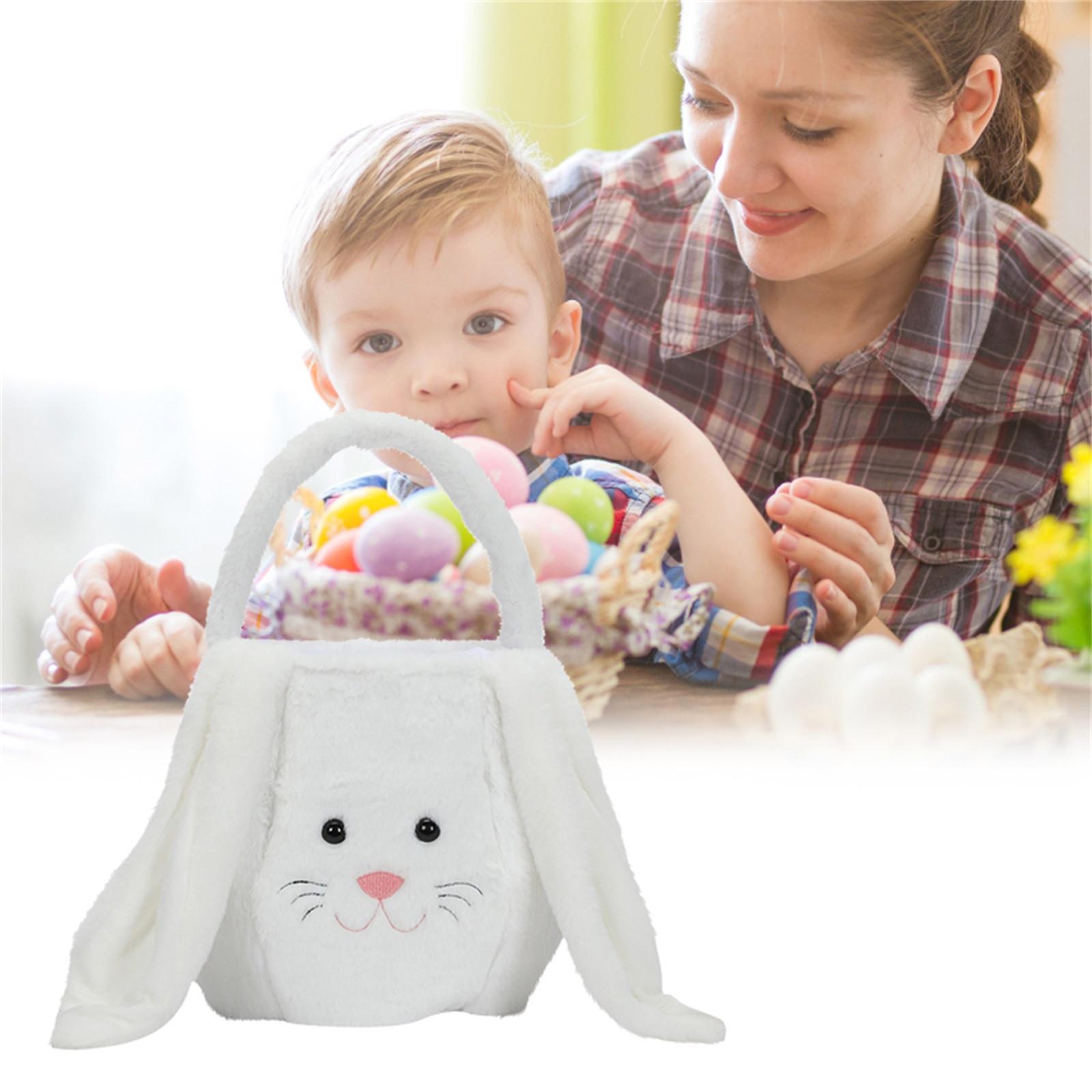 

Easter Basket Holiday Bunny Printed Canvas Gift Carry Candy Bag белый