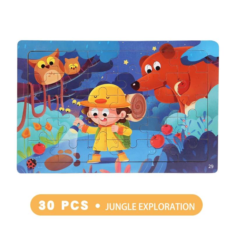 30pz Puzzle in Legno Animali Cartoni Animati Dinosauro Traffico Escavatore Tangram Puzzle Montessori Giocattoli Educativi per Bambini Regalo per Bebè