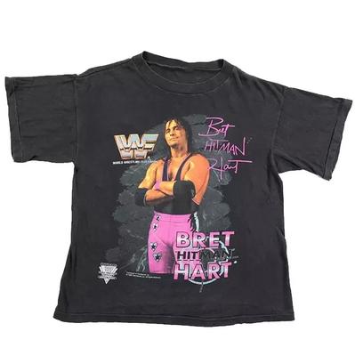 T-shirt Nera Bret Hart Cotone Unisex S-2345XL Manica Corta
