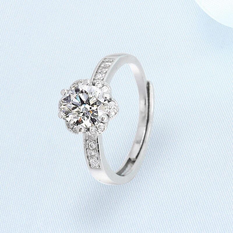 S925 Sterling Silver Plated Wedding Rings Plum Fashion Design Zircon Jewelry Engagement Ring For Women Wedding Rings