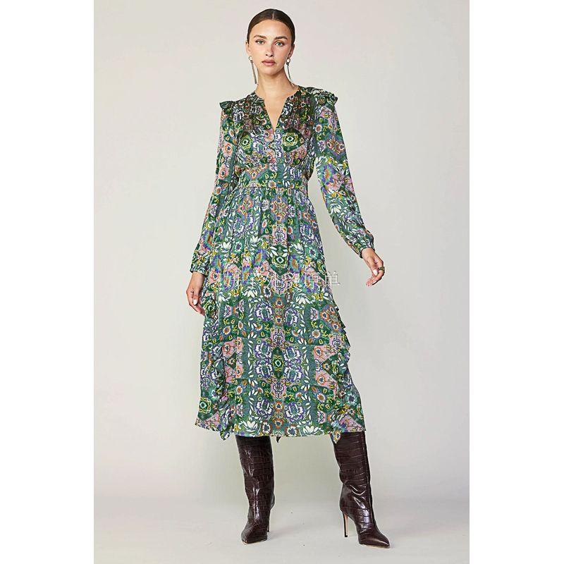 

Внешняя торговля Кур * Энтай * Супермягкий V-образный вырез Ранняя осень Длинный рукав Зрелый Романтичный Свидание Текстура Длинный рукав Длинное платье Платье Small green floral Dress S