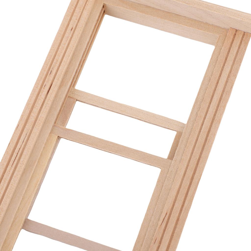 Dollhouse Sash Window Frame Flat Top 2 Pane Miniature Wooden Sash Window Frame for 1/12 Dollhouses
