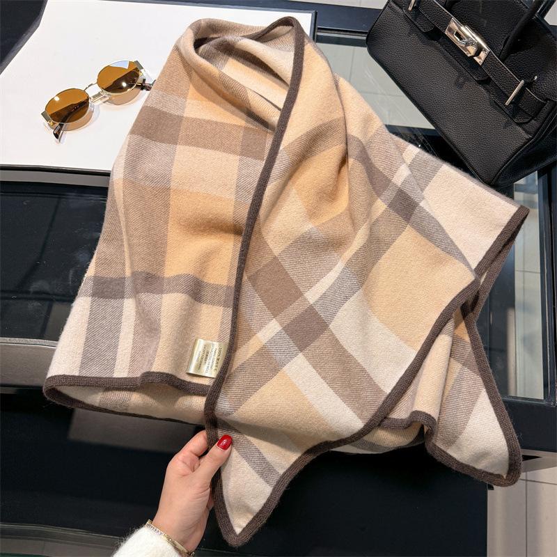 For Autumn and Winter Women Often Wear Knitted Scarves in A Triangular Neck Brace with A Knot and A Waistcoat