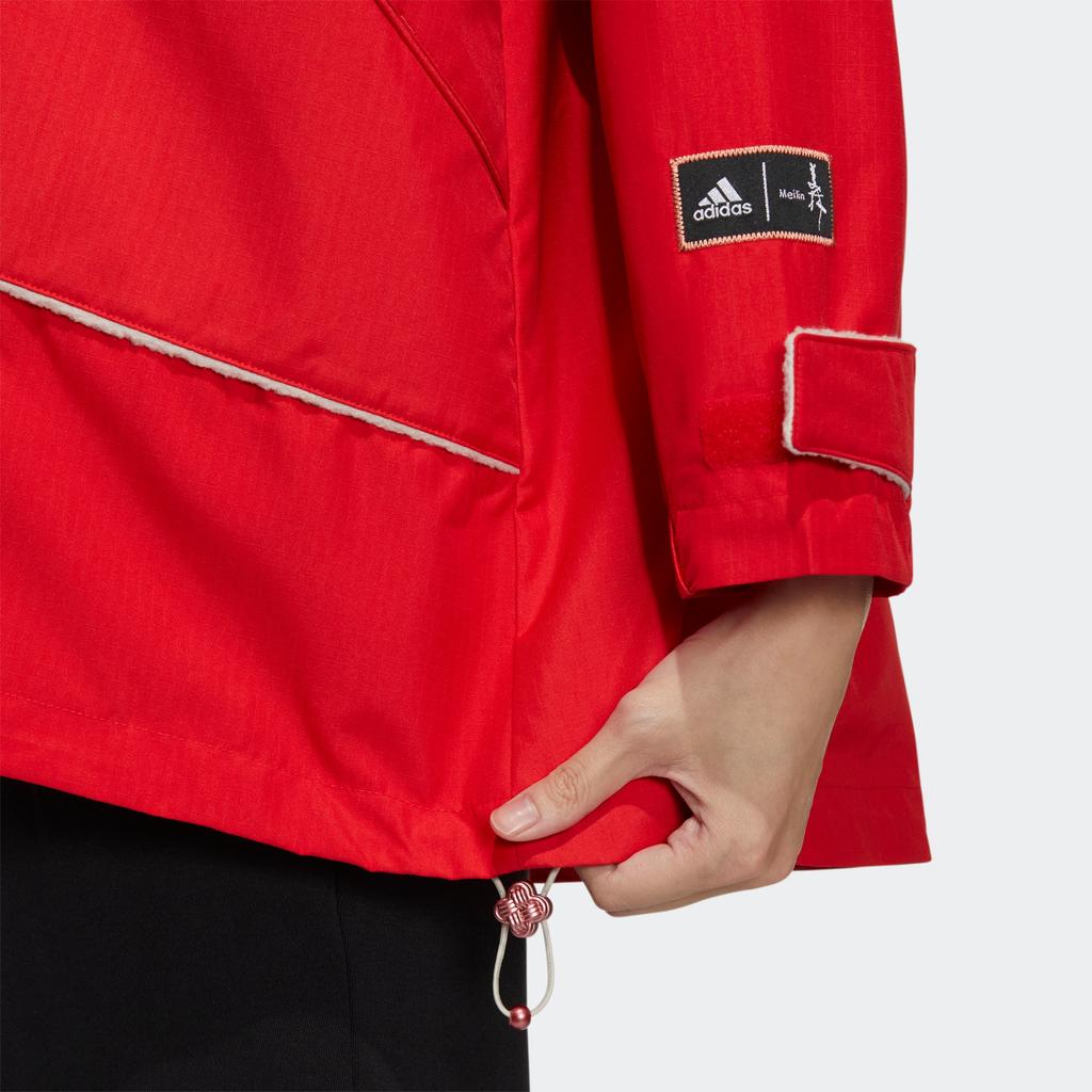 Adidas Logo Graphic Hooded Long Sleeve Jacket Women Outerwear Light-Scarlet HZ2995