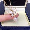 SHDIYAYUN Women's Freshwater Pearl Jewelry Set Butterfly Earring Ring Pendant Gold Plated Hot Sale
