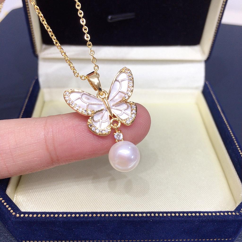 SHDIYAYUN Women's Freshwater Pearl Jewelry Set Butterfly Earring Ring Pendant Gold Plated Hot Sale