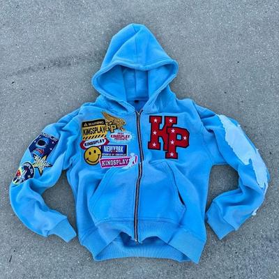 Y2K Nouveau Décontracté Joker Grande Lettre Brodée À Capuche Hommes et Femmes High Street Couple Manteau Rétro Lâche Sweat-Shirt À Fermeture Éclair