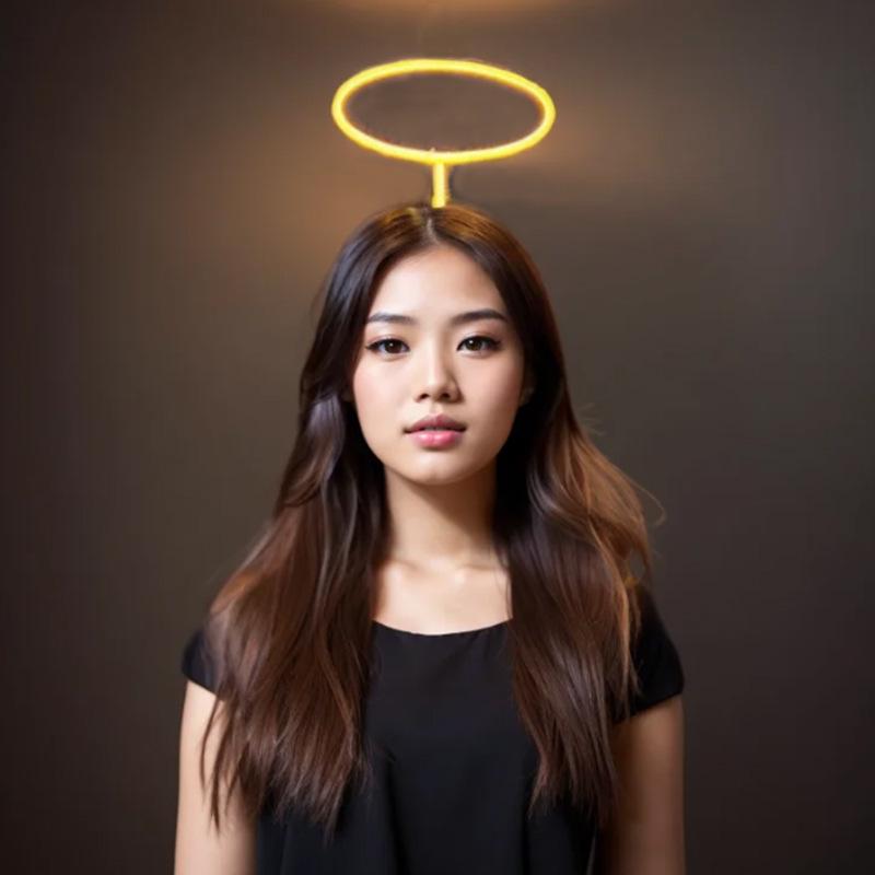 LED Neon Angel Halo Light-Up Headband for Christmas, Halloween, Concerts, Decoration, and Costumes