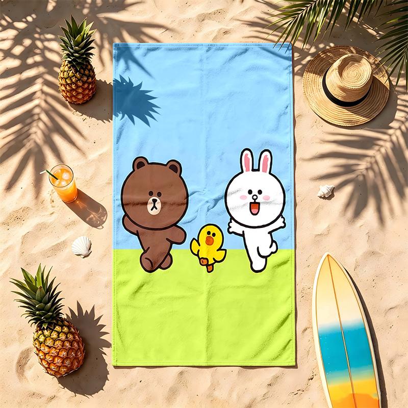 Line Friends (1) Theme Beach Towel Sand Resistant Soft And Comfortable Suitable For The Pool Camping Yoga And Diving A Travel