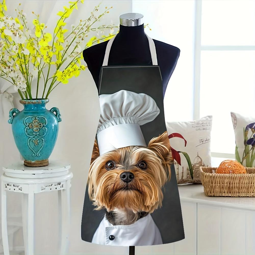1pc, Yorkie Chef Dog Apron Linen Kitchen Cooking Baking Gift for Dog Lovers Women Men