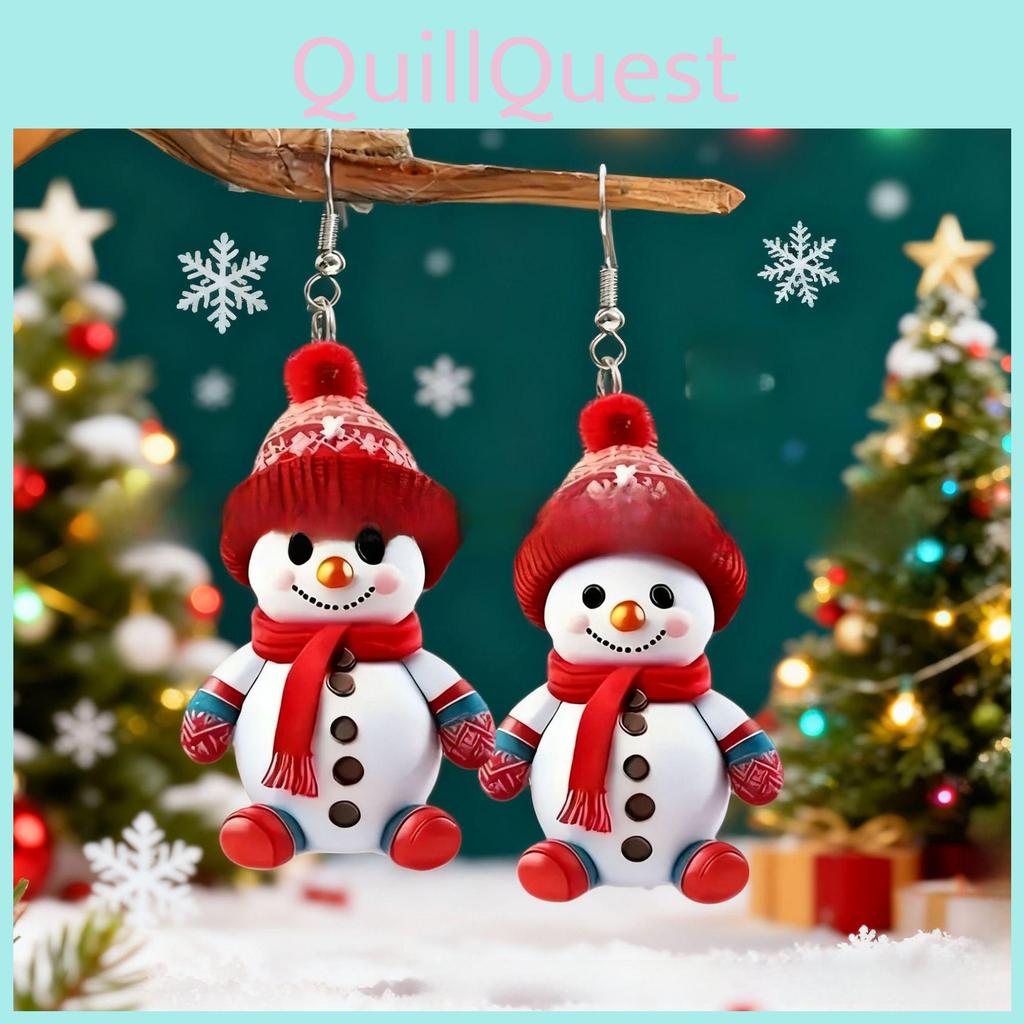 Winter Snowman Earrings With Silver Posts And Cute Design For Holiday Gift Giving