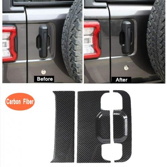 Carbon Fiber Tailgate Door Handle Panel Cover Trim for 2018-22 Jeep Wrangler JL