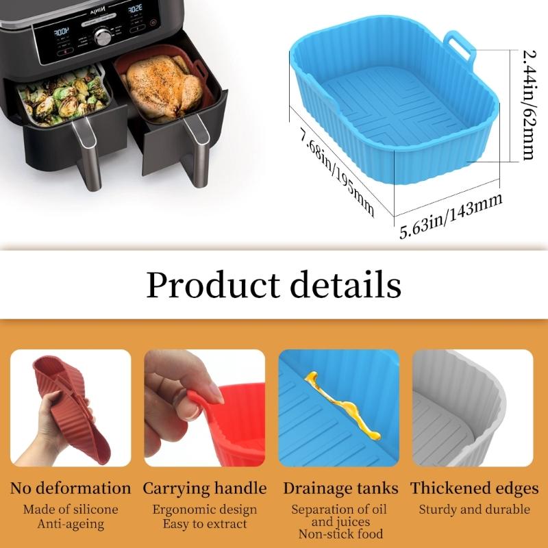 Rectangular/Round Air Fryer Pad NonStick Silicone Mat Reusable Air Fryer Accessories Silicone Material for Air Fryer