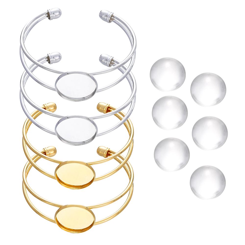 10-teiliges Set Armbandrohlinge mit Glascabochons für DIY-Armbänder, Rohlinge für Fassungen, Schmuckzubehör