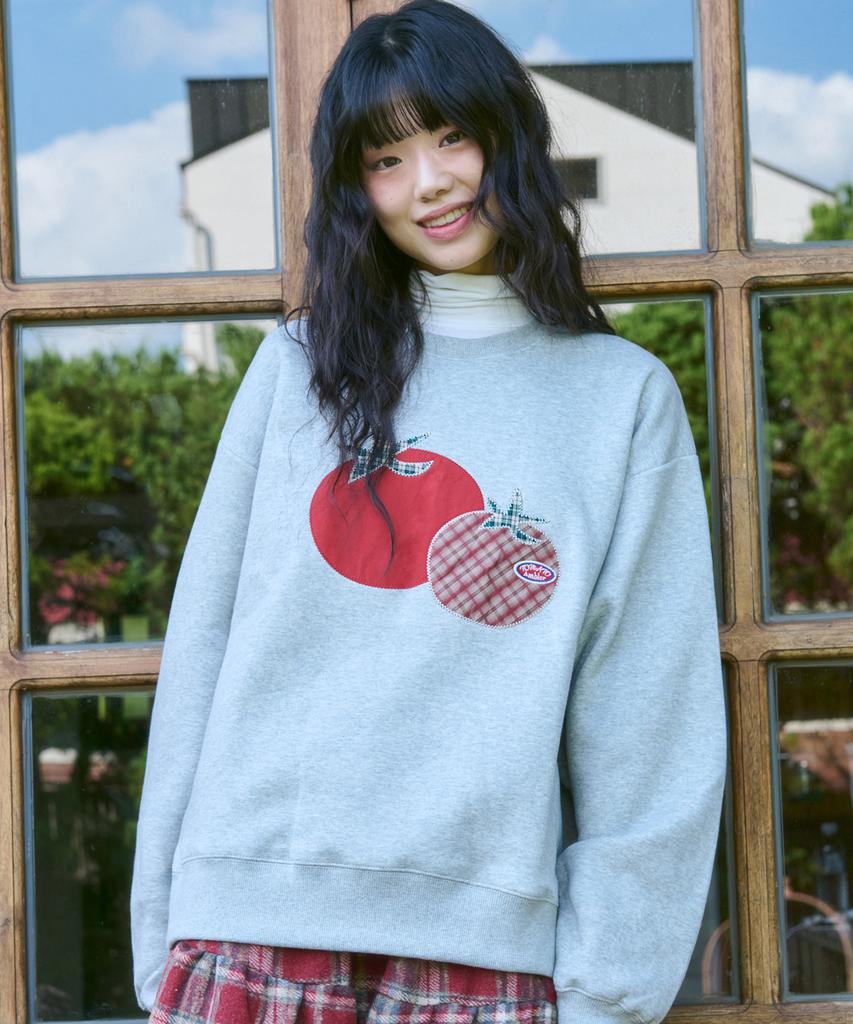 AMBLER Tomato Applique Embroidery Sweatshirt Amm1319 (Melange)