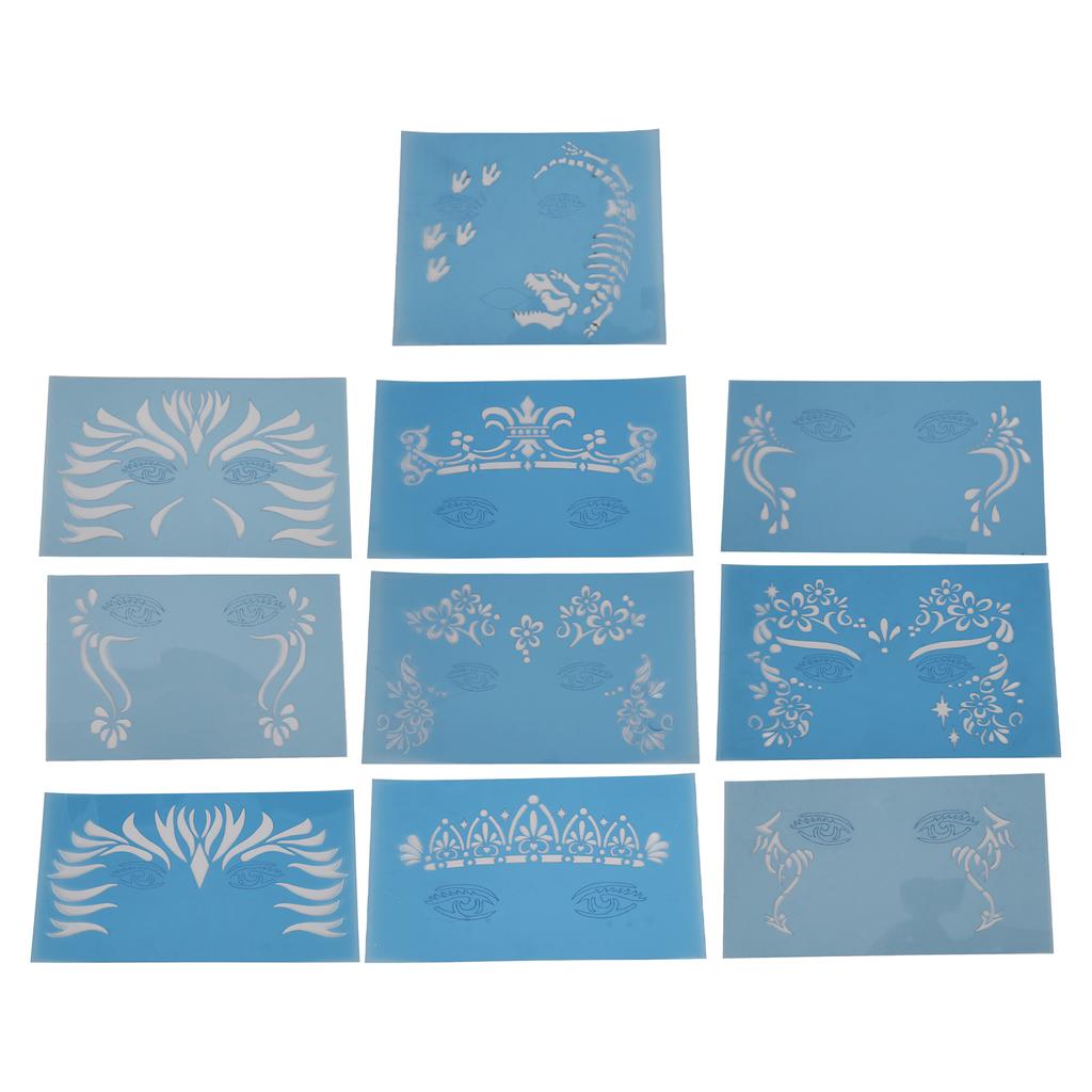 10 Sheet Face Paint Stencil PET Holiday Halloween Makeup Face Paint Template for Stage Performance